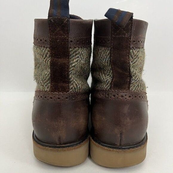 Fred Perry Northgate Brown Leather/Suede Harris Tweed Boots Mens US 7.5 Wingtip - Picture 8 of 12